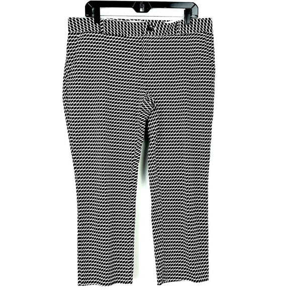 Banana Republic Hampton Pant Women 12P Petite Black White Flat Front Capris E2 - Picture 3 of 12